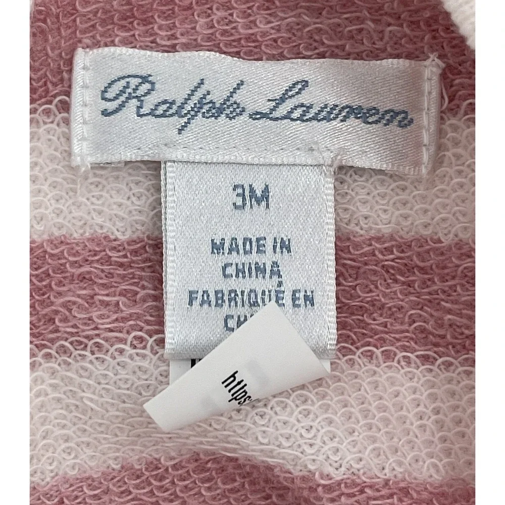 Ralph‎ Lauren Bodysuit with Classic Teddy Bear Brick Red Striped 3M Unisex